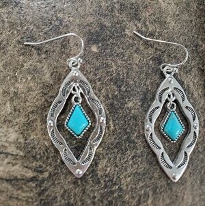 Silver and Turquoise Dangle Earrings